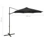 vidaXL Sombrilla voladiza con poste y luces LED negra 300 cm vidaXL Sombrilla voladiza con poste y luces LED negra 300 cm