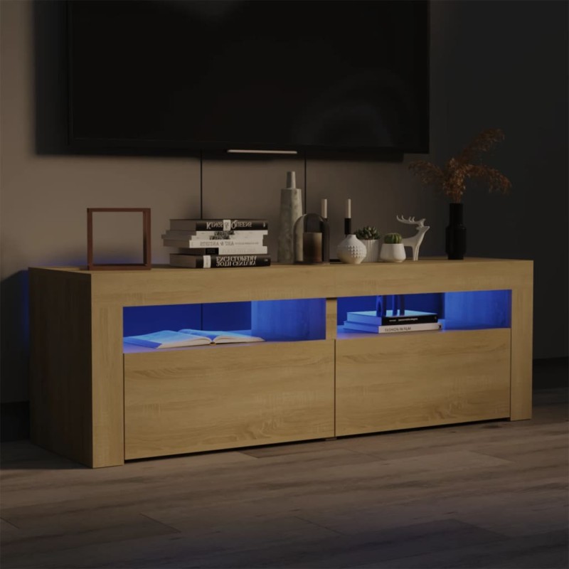 vidaXL Mueble de TV con luces LED roble Sonoma 120x35x40 cm