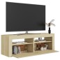 vidaXL Mueble de TV con luces LED roble Sonoma 120x35x40 cm