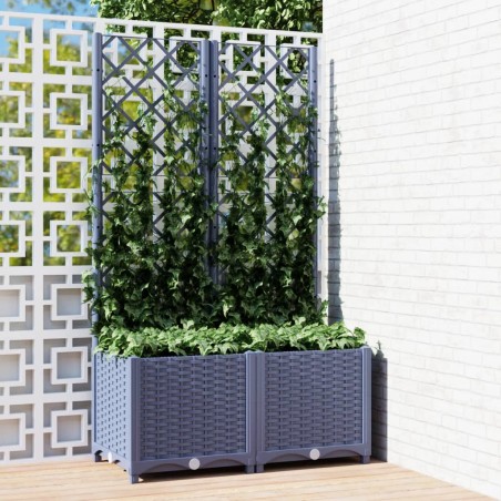 vidaXL Jardinera con enrejado PP gris oscuro 80x40x136 cm