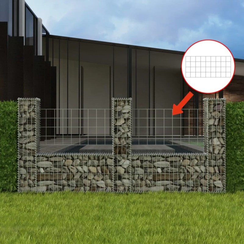 vidaXL Cesta en forma de U muro de gaviones galvanizado 240x20x100 cm vidaXL Cesta en forma de U muro de gaviones galvanizado 240x20x100 cm