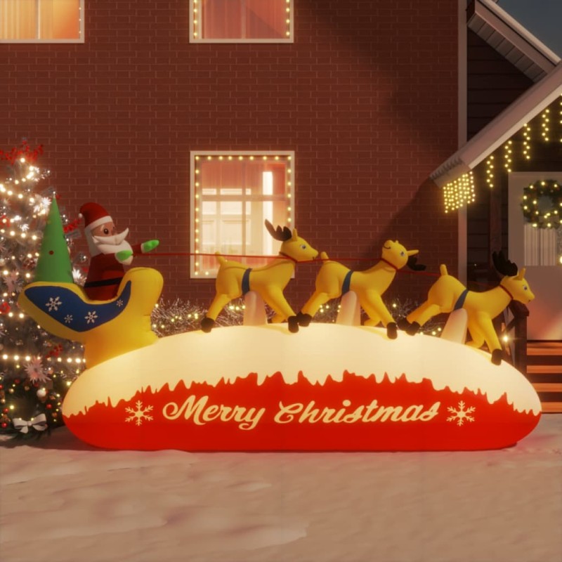 vidaXL Papá Noel y renos de Navidad inflables con LED 145 cm vidaXL Papá Noel y renos de Navidad inflables con LED 145 cm