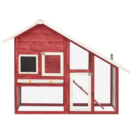 vidaXL Conejera madera maciza de abeto rojo y blanco 140x63x120 cm