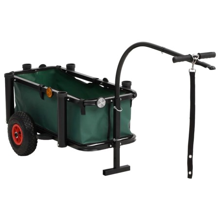 vidaXL Carrito de pesca con bolsa de acero negro