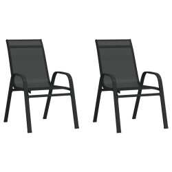 vidaXL Sillas de jardín apilables 2 unidades textilene negro