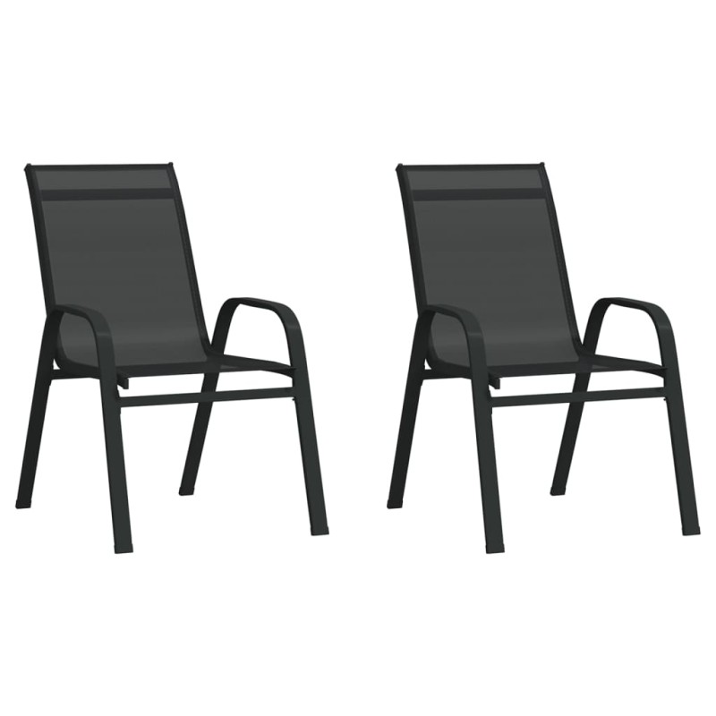 vidaXL Sillas de jardín apilables 2 unidades textilene negro
