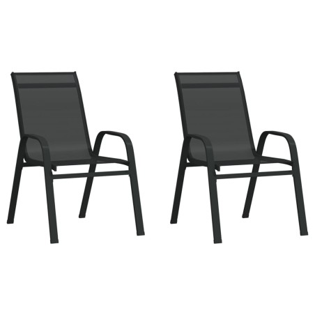 vidaXL Sillas de jardín apilables 2 unidades textilene negro