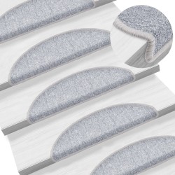 vidaXL Alfombrillas de escalera 15 unidades gris claro 56x17x3 cm