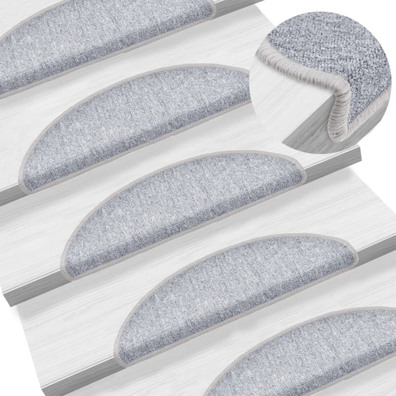 vidaXL Alfombrillas de escalera 15 unidades gris claro 56x17x3 cm vidaXL Alfombrillas de escalera 15 unidades gris claro 56x17x3 cm