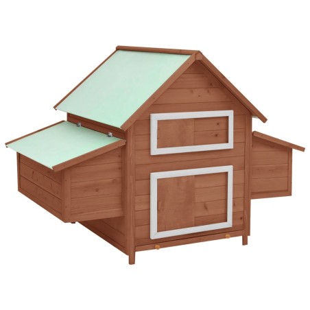 vidaXL Gallinero madera maciza de abeto moca y blanco 152x96x110 cm