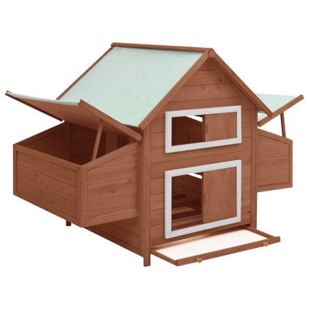 vidaXL Gallinero madera maciza de abeto moca y blanco 152x96x110 cm