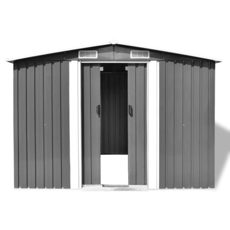 vidaXL Caseta de jardín de metal 257x205x178 cm gris
