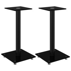 vidaXL Soportes de altavoces 2 uds vidrio templado negro 1 pilar