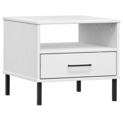 vidaXL Mesita de noche patas de metal OSLO madera maciza pino blanco