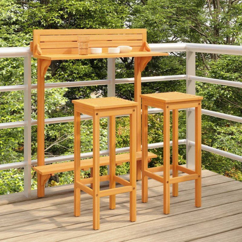 vidaXL Juego de bar de balcón 3 piezas madera maciza de acacia vidaXL Juego de bar de balcón 3 piezas madera maciza de acacia