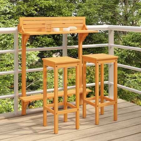  vidaXL Juego de bar de balcón 3 piezas madera maciza de acacia