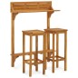 vidaXL Juego de bar de balcón 3 piezas madera maciza de acacia vidaXL Juego de bar de balcón 3 piezas madera maciza de acacia