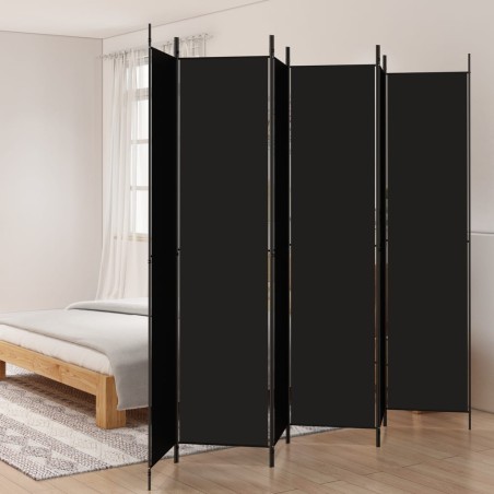 vidaXL Biombo divisor de 6 paneles de tela negro 300x220 cm