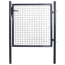vidaXL Puerta de malla de jardín acero galvanizado gris 85,5x100 cm
