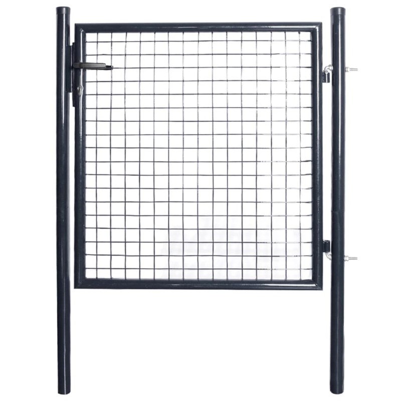 vidaXL Puerta de malla de jardín acero galvanizado gris 85,5x100 cm