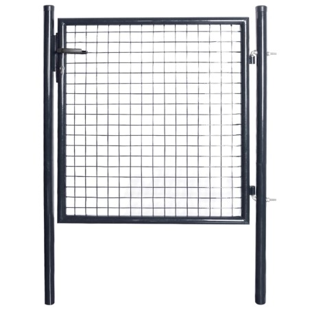 vidaXL Puerta de malla de jardín acero galvanizado gris 85,5x100 cm