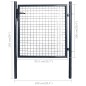 vidaXL Puerta de malla de jardín acero galvanizado gris 85,5x100 cm