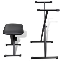 Juego de taburete y soporte ajustable para teclado  