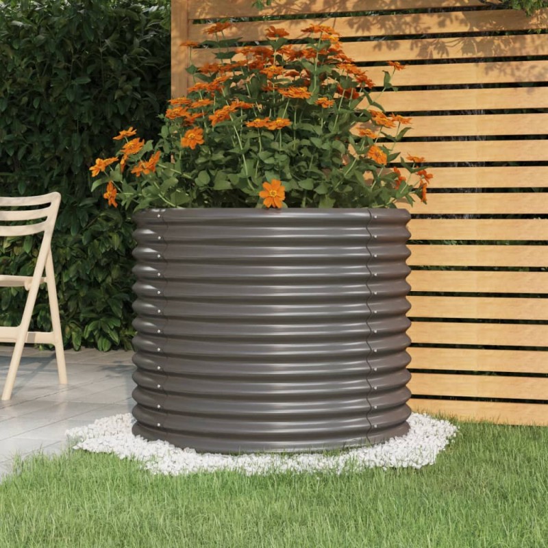 vidaXL Jardinera de acero con recubrimiento en polvo gris 80x80x68 cm vidaXL Jardinera de acero con recubrimiento en polvo gris 80x80x68 cm