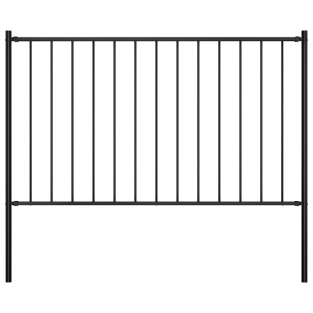 vidaXL Panel de valla y postes acero recubrimiento polvo negro 1,7x1 m