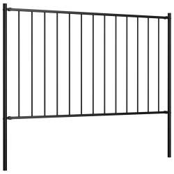 vidaXL Panel de valla y postes acero recubrimiento polvo negro 1,7x1 m