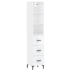 vidaXL Aparador alto madera contrachapada blanco brillo 34,5x34x180 cm