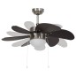 vidaXL Ventilador de techo con lámpara marrón oscuro 76 cm