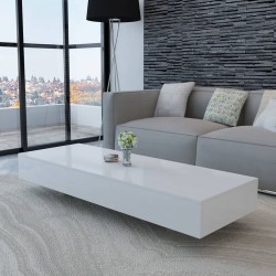 vidaXL Mesa de centro rectangular de fibra de vidrio blanco brillante  