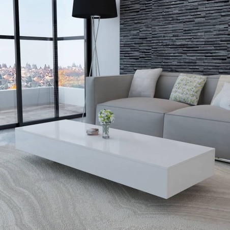 vidaXL Mesa de centro rectangular de fibra de vidrio blanco brillante  