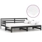 vidaXL Sofá cama extraíble madera maciza de pino negro 2x(90x200) cm