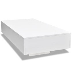 vidaXL Mesa de centro rectangular de fibra de vidrio blanco brillante  