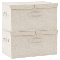 vidaXL Cajas de almacenaje 2 unidades tela color crema 50x30x25 cm