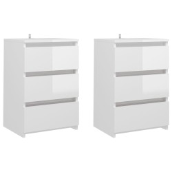 vidaXL Mesitas de noche 2 uds contrachapada blanco brillo 40x35x62,5cm