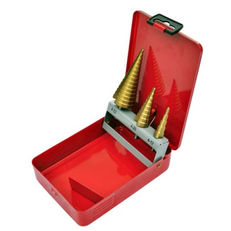Set De Taladro De Paso Hss Broca Escalonada 3-Piezas Cónica