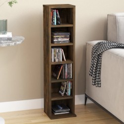 vidaXL Estantería de CD madera contrachapada roble ahumado 21x20x88 cm
