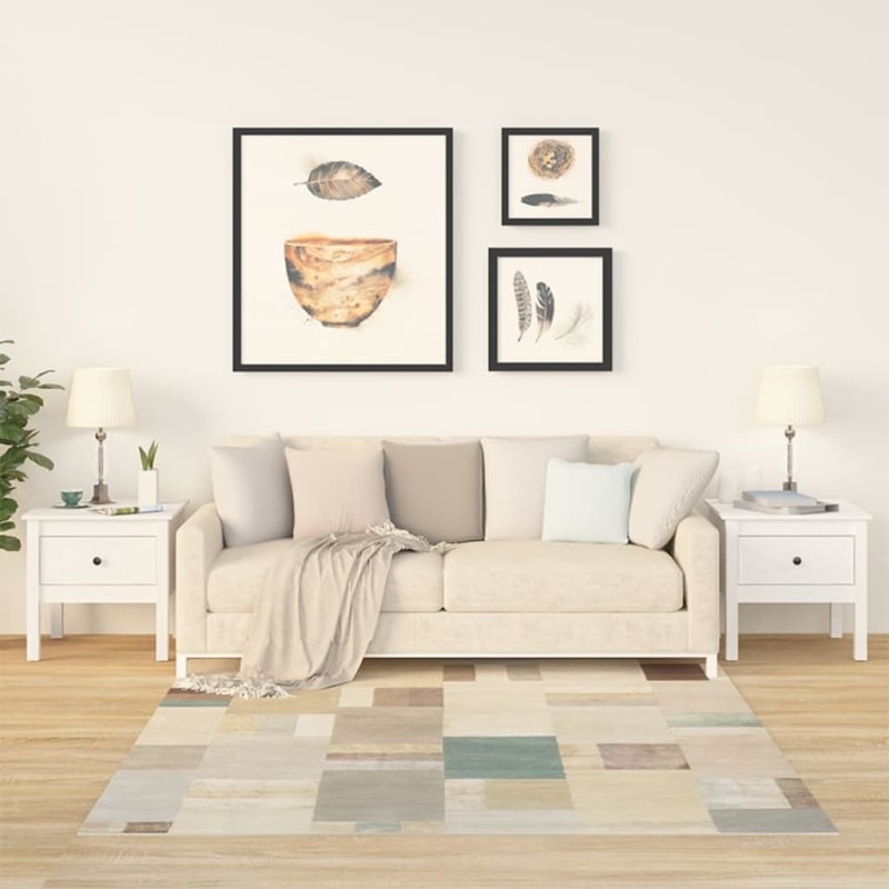 vidaXL Mesa auxiliar 2 uds madera maciza de pino blanco 50x50x49 cm vidaXL Mesa auxiliar 2 uds madera maciza de pino blanco 50x50x49 cm