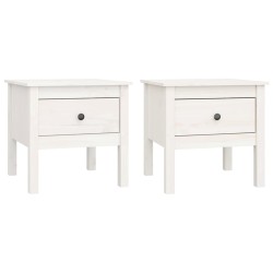 vidaXL Mesa auxiliar 2 uds madera maciza de pino blanco 50x50x49 cm