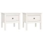 vidaXL Mesa auxiliar 2 uds madera maciza de pino blanco 50x50x49 cm vidaXL Mesa auxiliar 2 uds madera maciza de pino blanco 50x50x49 cm