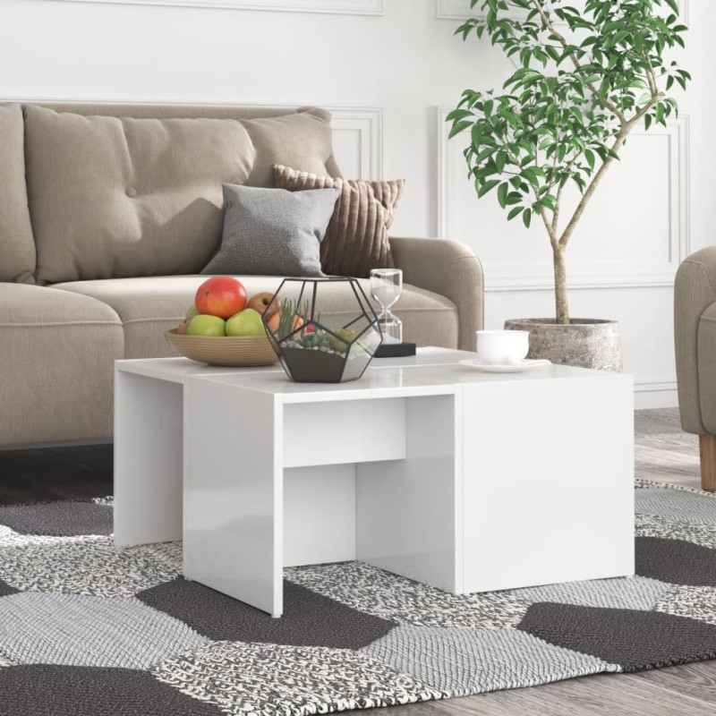 vidaXL Mesas de centro 4 pzas contrachapada blanco brillo 33x33x33 cm vidaXL Mesas de centro 4 pzas contrachapada blanco brillo 33x33x33 cm