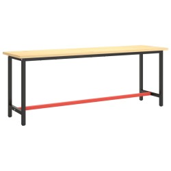 vidaXL Estructura banco de trabajo metal negro y rojo mate 210x50x79cm