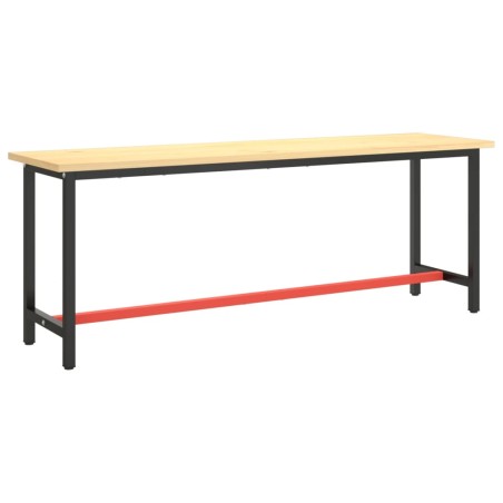 vidaXL Estructura banco de trabajo metal negro y rojo mate 210x50x79cm