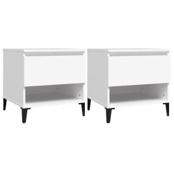 vidaXL Mesitas de noche 2 uds madera contrachapada blanco 50x46x50 cm