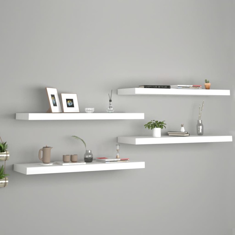 vidaXL Estantes flotantes de pared 4 uds MDF blanco 80x23,5x3,8 cm vidaXL Estantes flotantes de pared 4 uds MDF blanco 80x23,5x3,8 cm