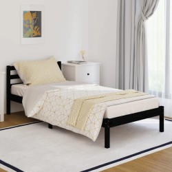 vidaXL Sofá cama madera maciza de pino negro 90x200 cm