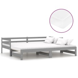vidaXL Sofá cama extraíble madera maciza de pino gris 2x(90x200) cm